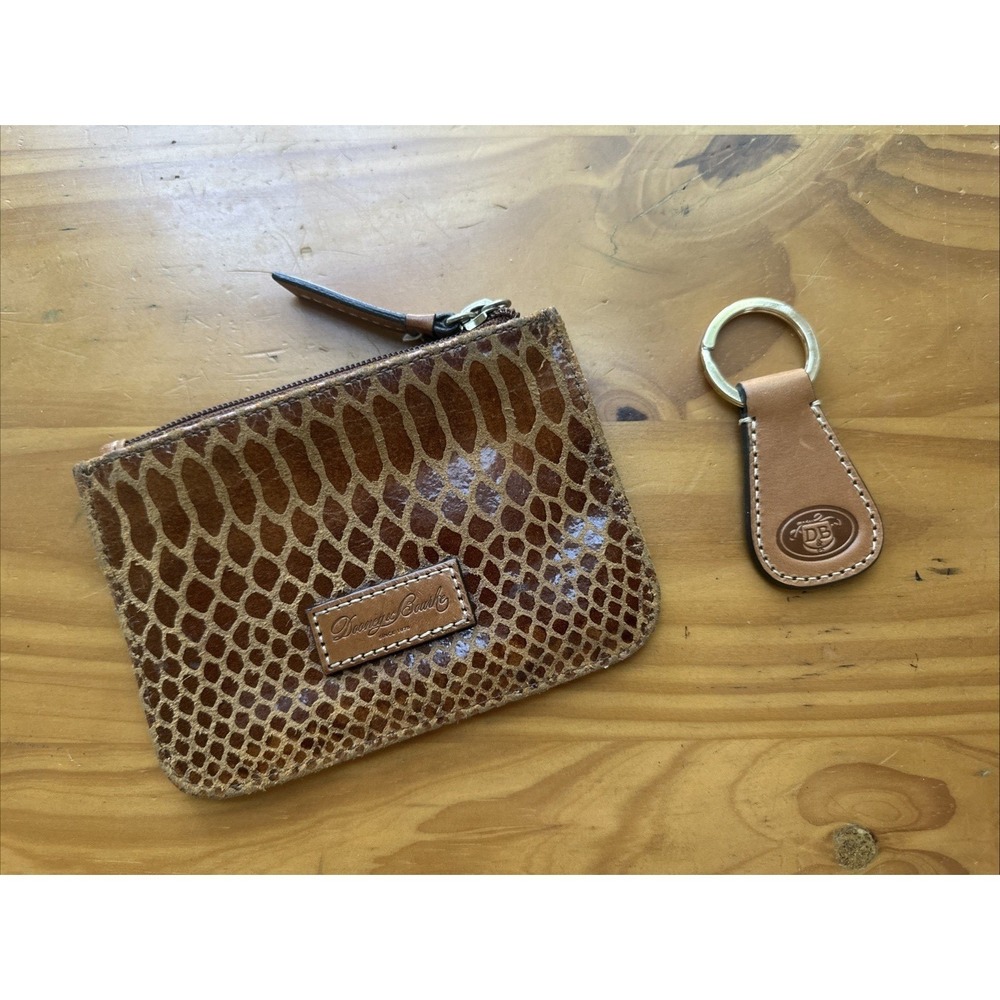 Dooney & Bourke 'Erica'  Python Embossed Leather Wallet /Key Chain Brown